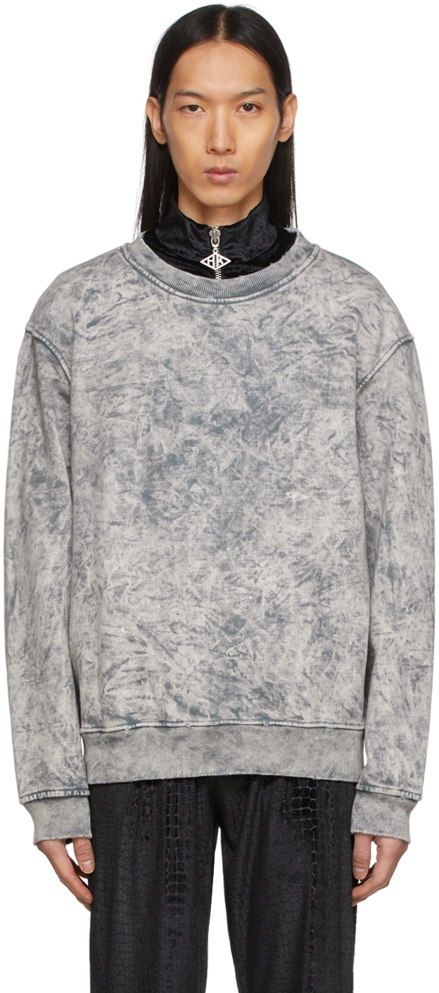 Grey Distressed Sweater by Han Kjobenhavn on Sale