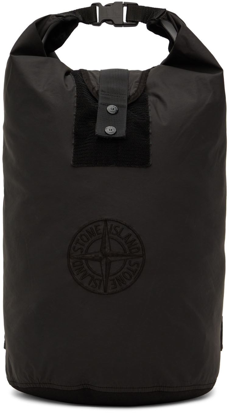 Stone Island Black Roll Top Backpack In V0029 Black