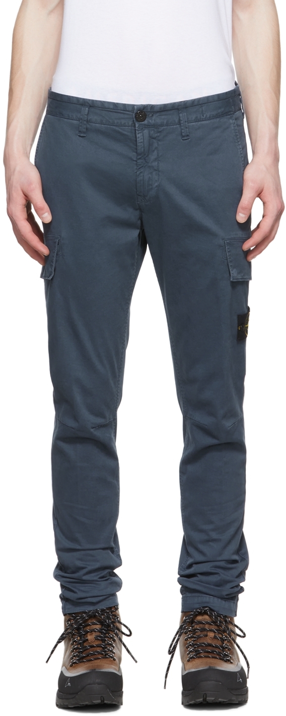 Blue Cotton Cargo Pants by Stone Island on Sale