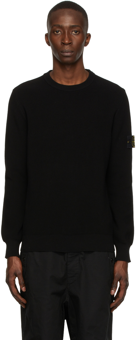 Black Ribbed Sweater by Stone Island on Sale