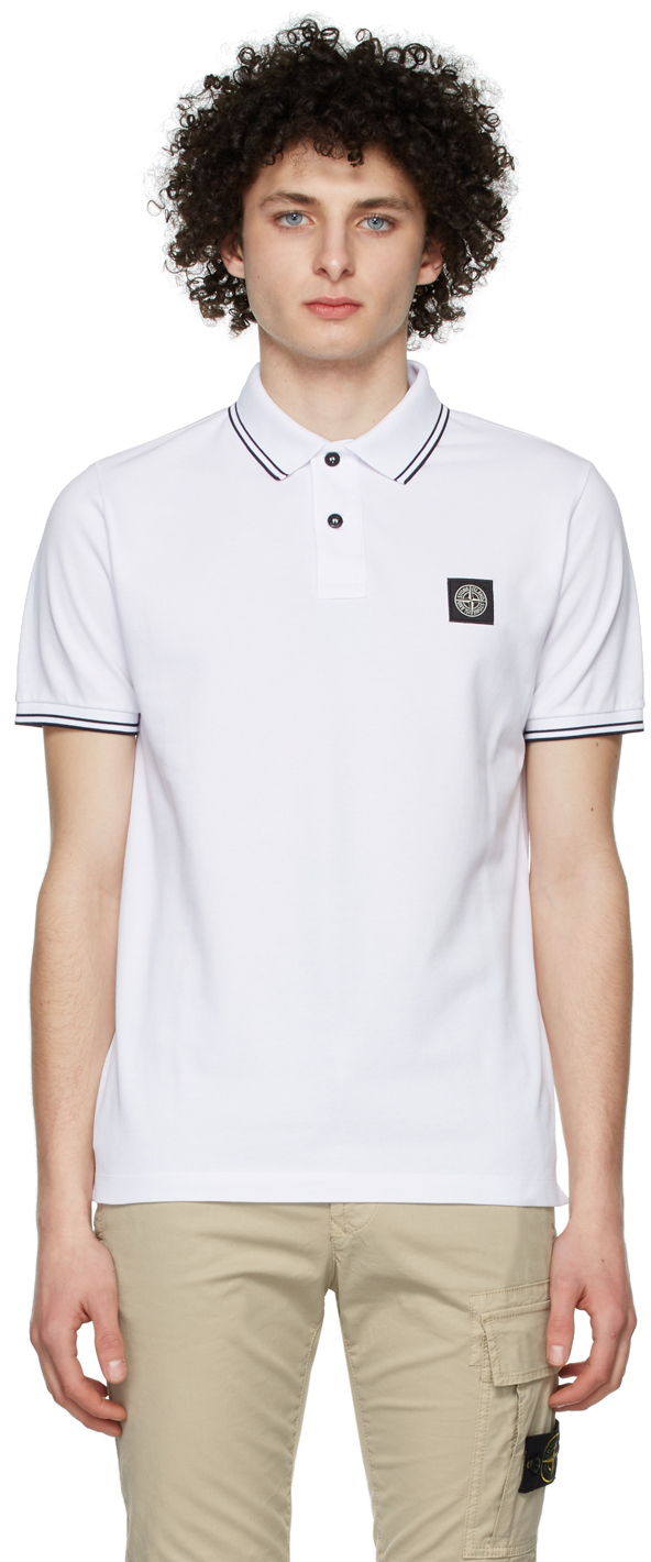 stone island white polo