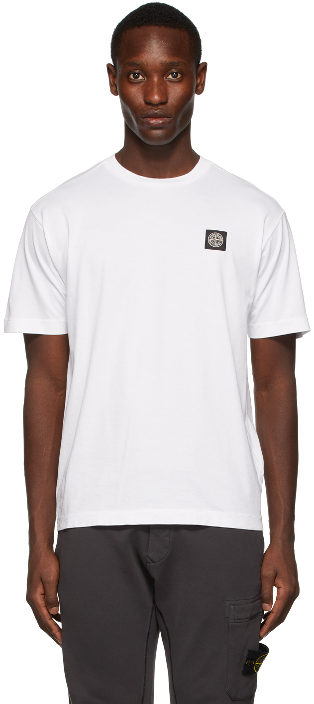 Kalksteen opmerking Voeding Stone Island: White Garment-Dyed T-Shirt | SSENSE