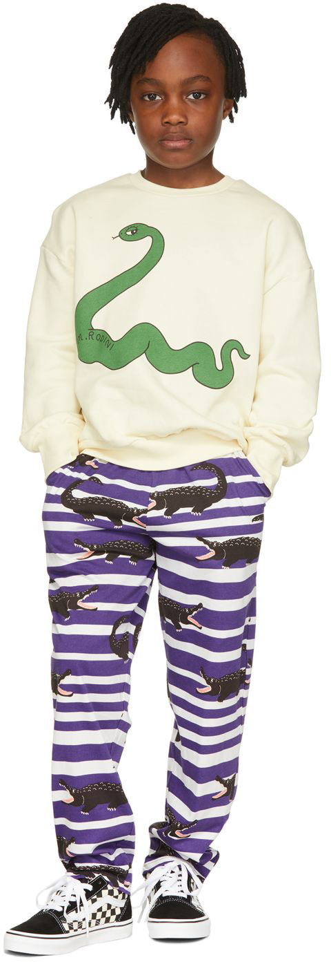 Mini Rodini Kids Purple & White Crocodile Lounge Pants