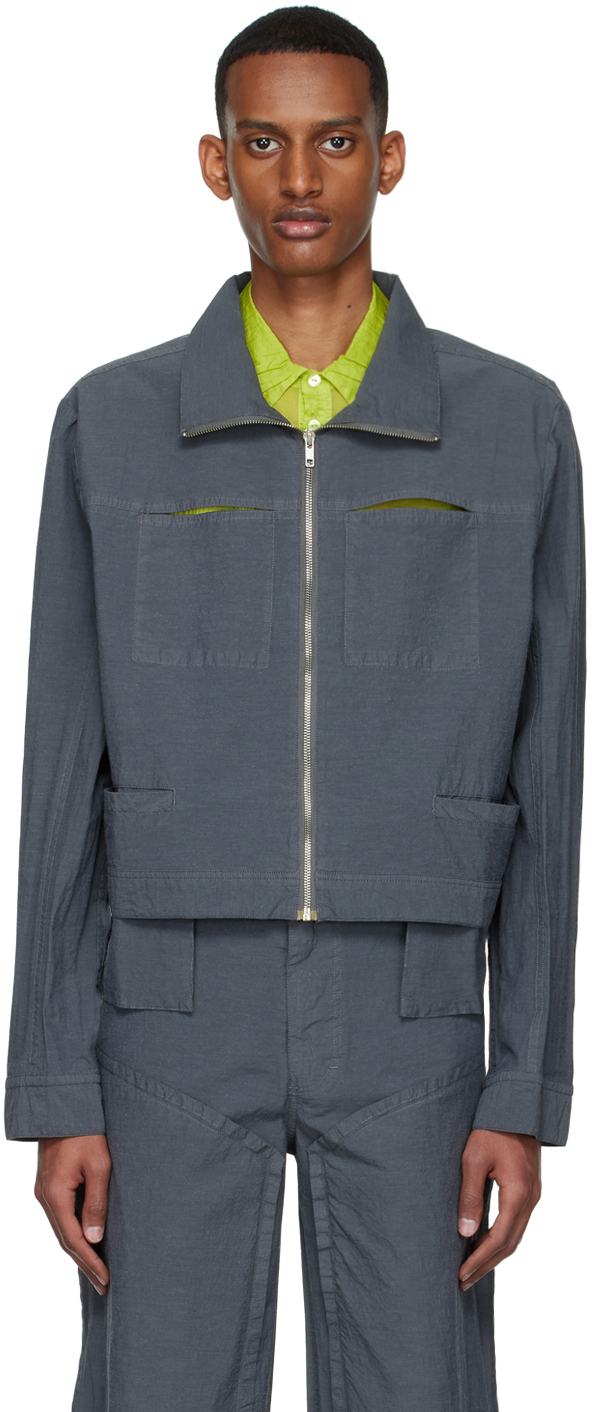 Eckhaus Latta: Gray Cotton Jacket | SSENSE