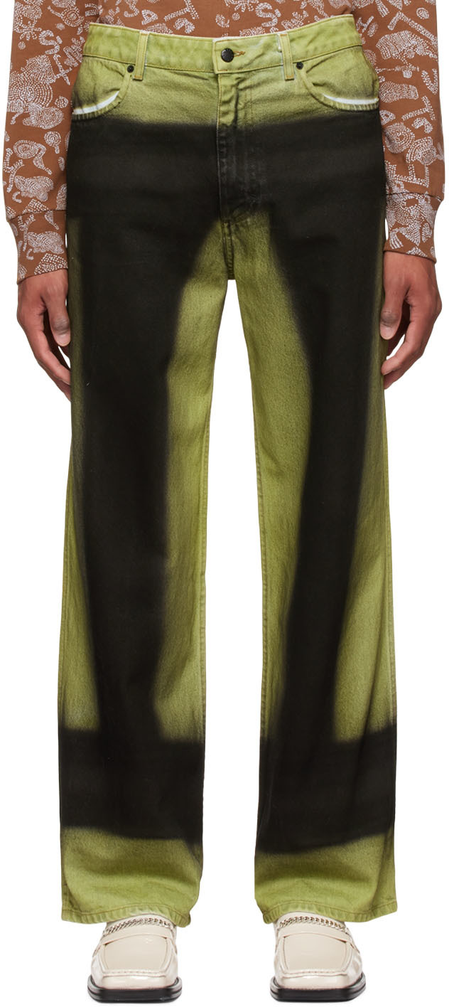 Eckhaus Latta Green Wide-Leg Jeans