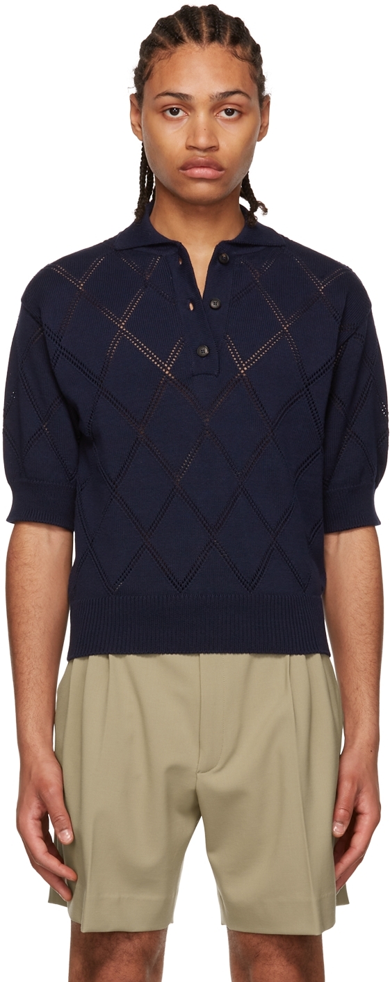 EGONlab Navy Organic Cotton Polo | Smart Closet