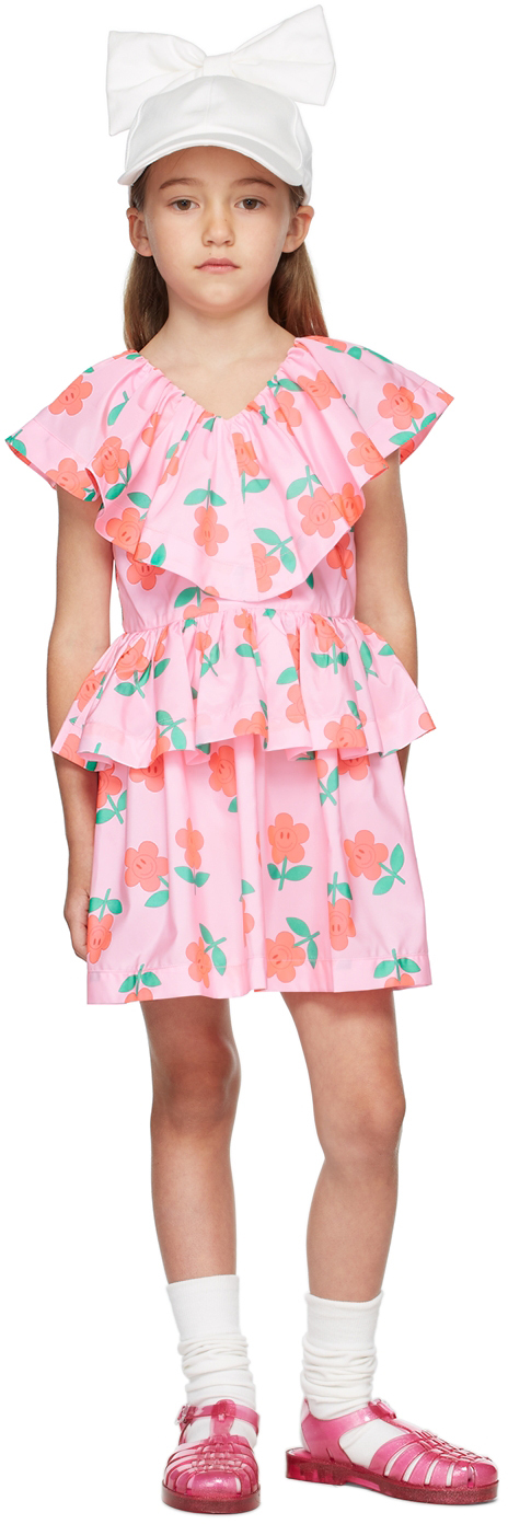 Ssense Bambina Abbigliamento Vestiti Vestiti stampati Kids Pink Floral Dress 