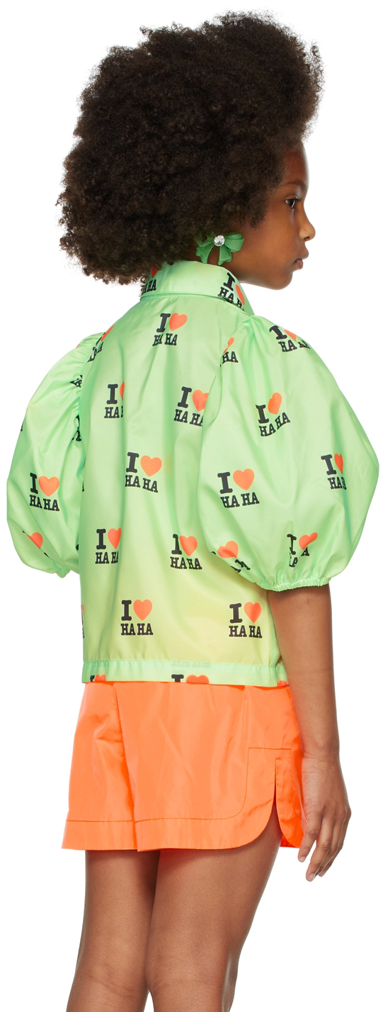 Crlnbsmns Kids Green 'i Love Haha' Shirt In I Love Haha Fluo Gre