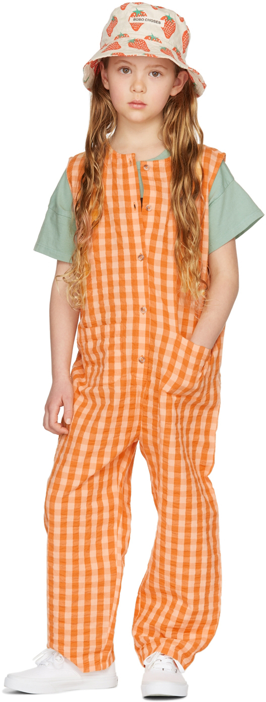 Kids Orange Vichy Overalls SSENSE Clothing Dungarees 