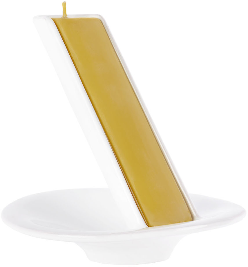 Clément Boutillon White Candle & Candle Holder Set In White