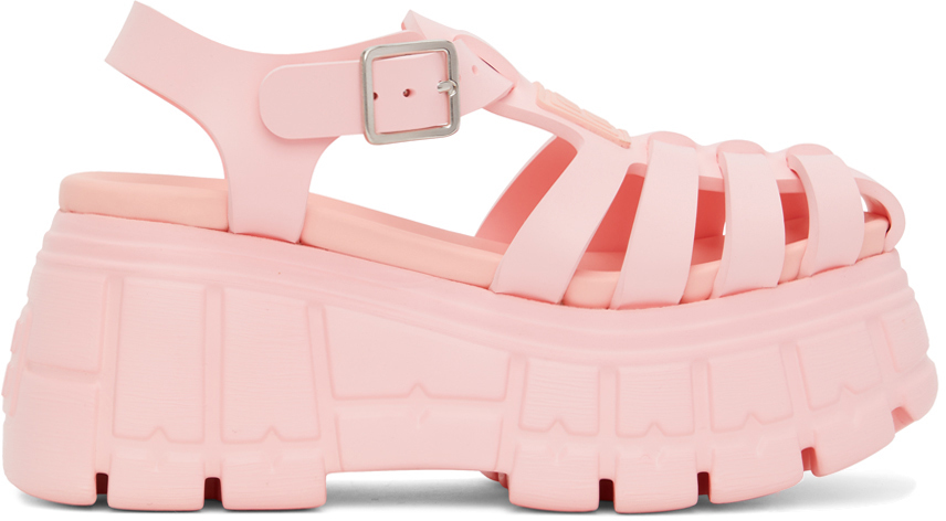 Miu Miu Polka Dot Platform High Sandals Pink