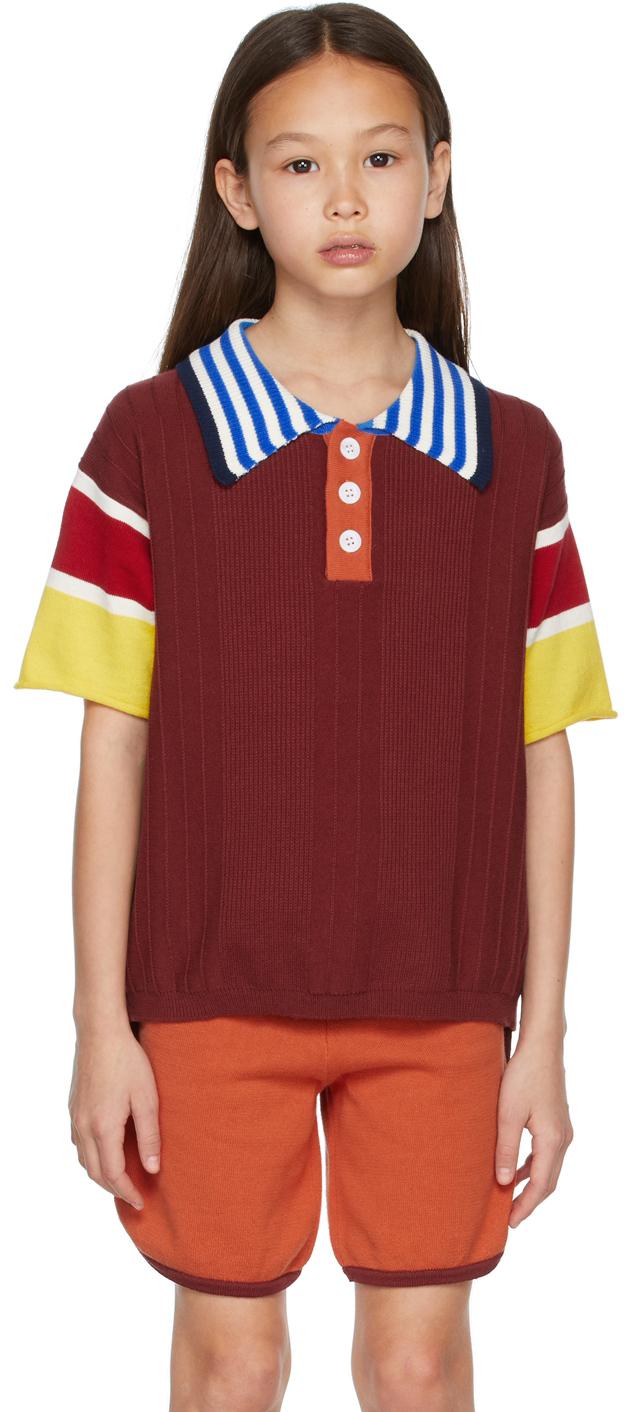 LIGNE NOIRE KIDS BURGUNDY KNIT POLO