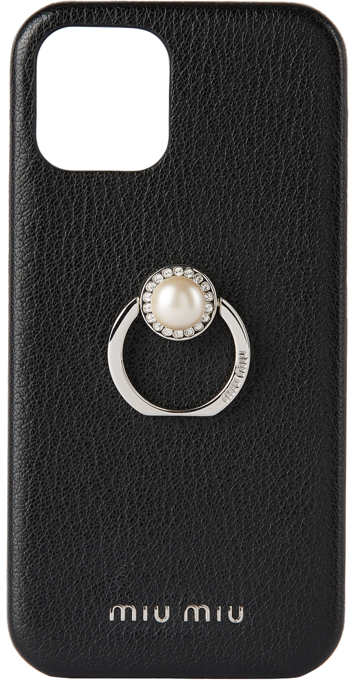 Black Madras Pearl Ring iPhone 12/12 Pro Case by Miu Miu on Sale