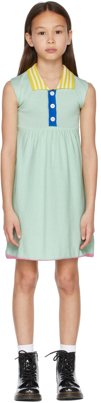 LIGNE NOIRE KIDS GREEN & PINK KNIT LITTLE DRESS
