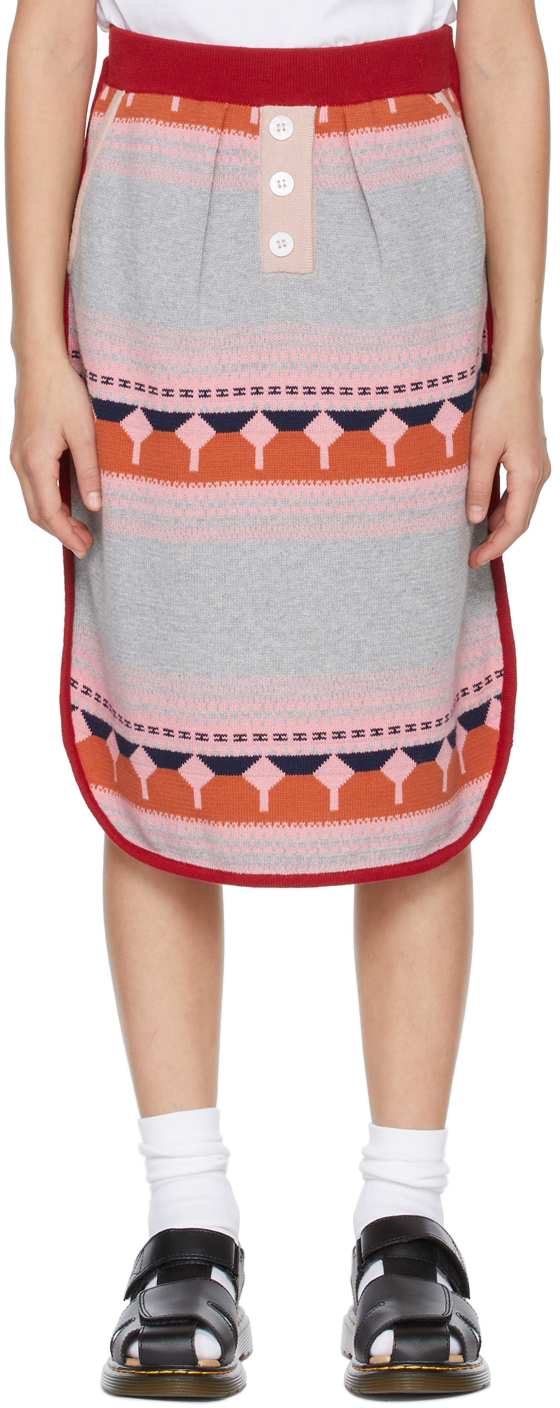 LIGNE NOIRE KIDS MULTICOLOR JACQUARD STRIPES SKIRT