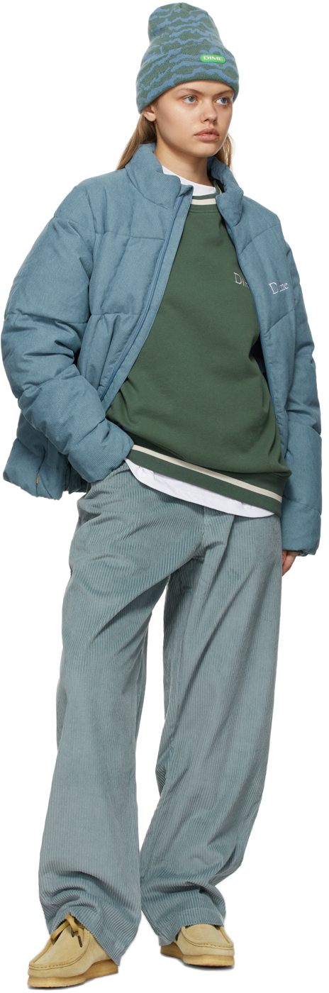 Dime Blue Corduroy Wave Puffer Jacket | Smart Closet