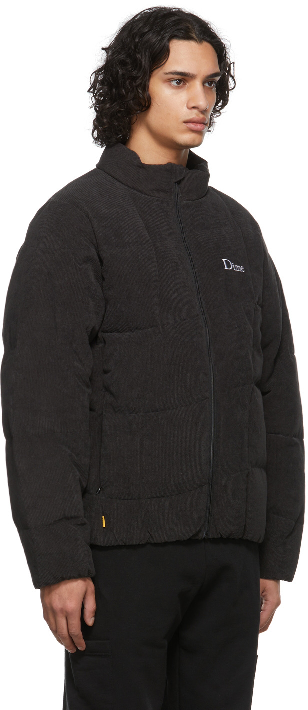 Dime Black Corduroy Wave Puffer Jacket | Smart Closet