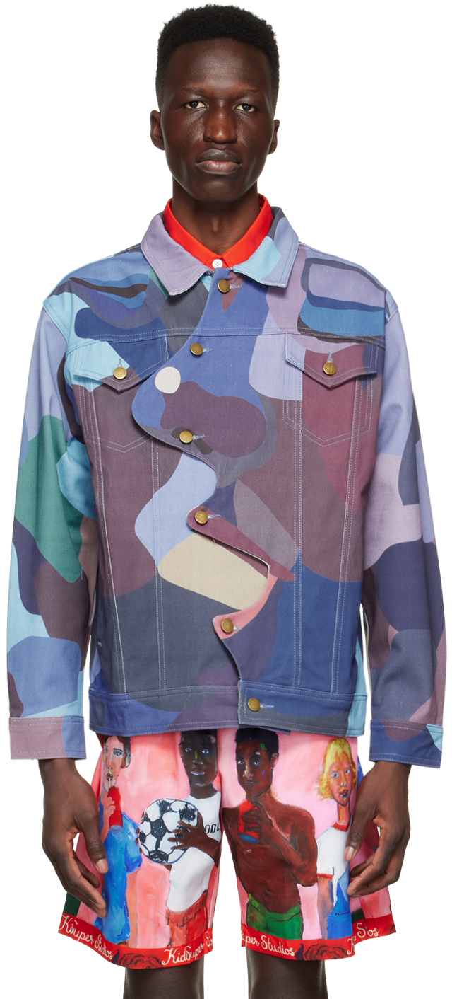 Blue Camo Denim Jacket by KidSuper on Sale