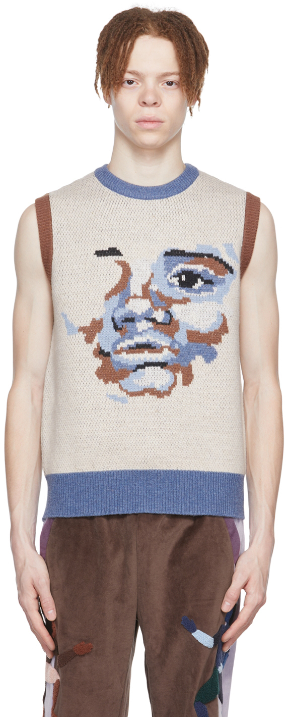 KidSuper Beige Wool & Nylon Vest