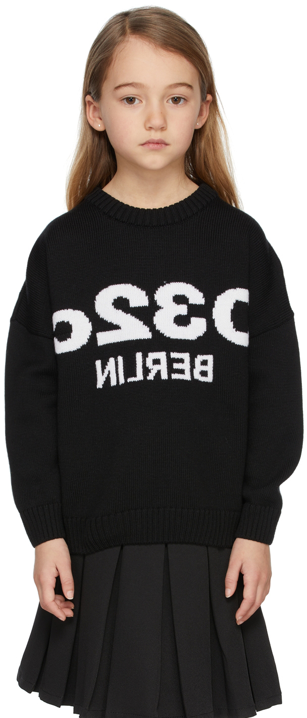032c Ssense Exclusive Kids Black Selfie Sweater In Black