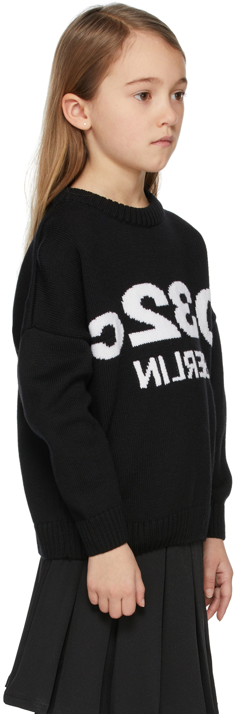 032c Ssense Exclusive Kids Black Selfie Sweater In Black