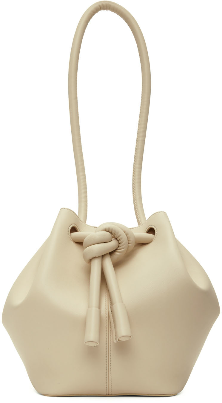 Nanushka Beige Elongated Bucket Shoulder Bag In Ivory | ModeSens