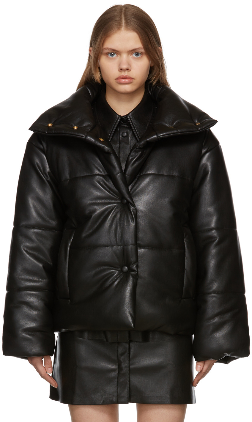 Nanushka Hide Vegan Leather Puffer Jacket - Black