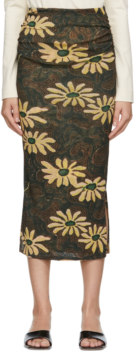 Nanushka Black Mesh Floral Skirt