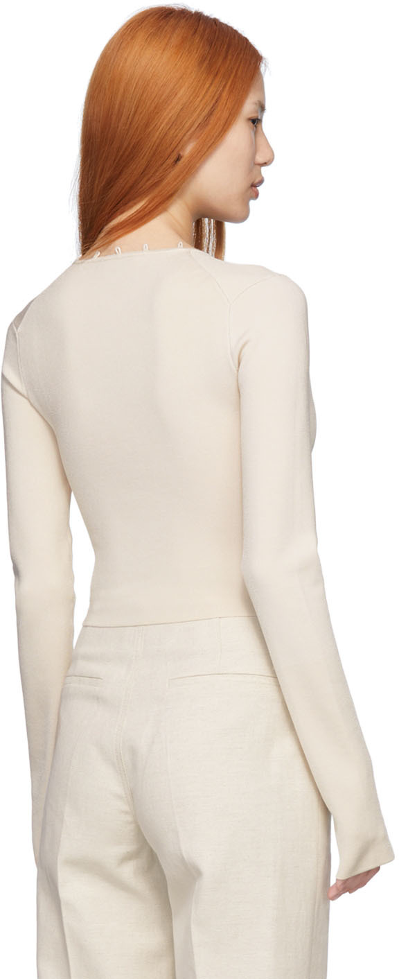 Nanushka Button-fastening Long-sleeve Cardigan In Shiny Creme