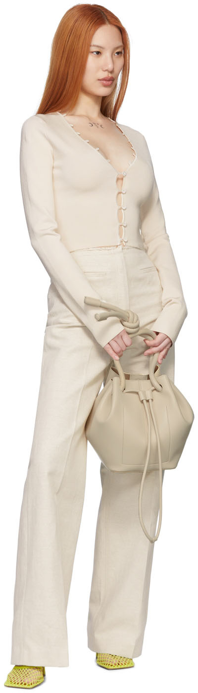 Nanushka Button-fastening Long-sleeve Cardigan In Shiny Creme