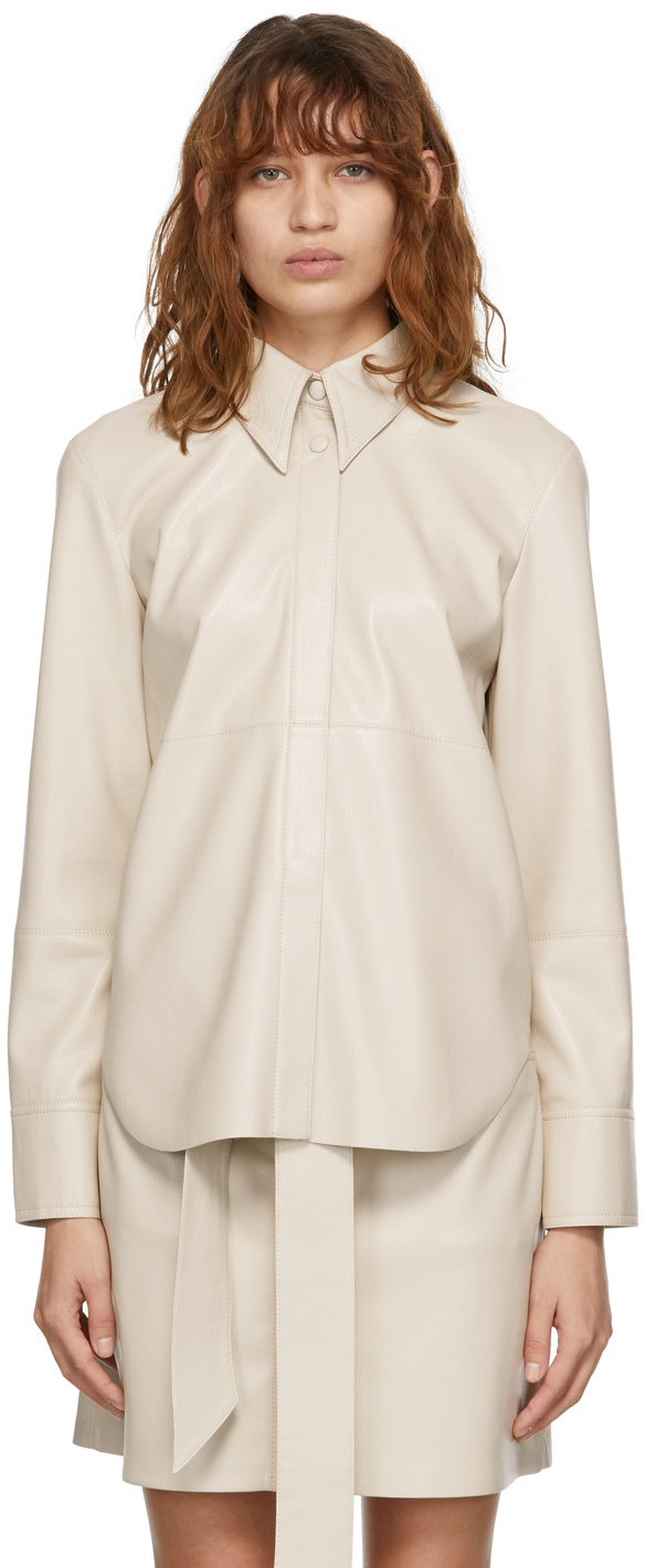 Beige Vegan Leather Naum Shirt by 