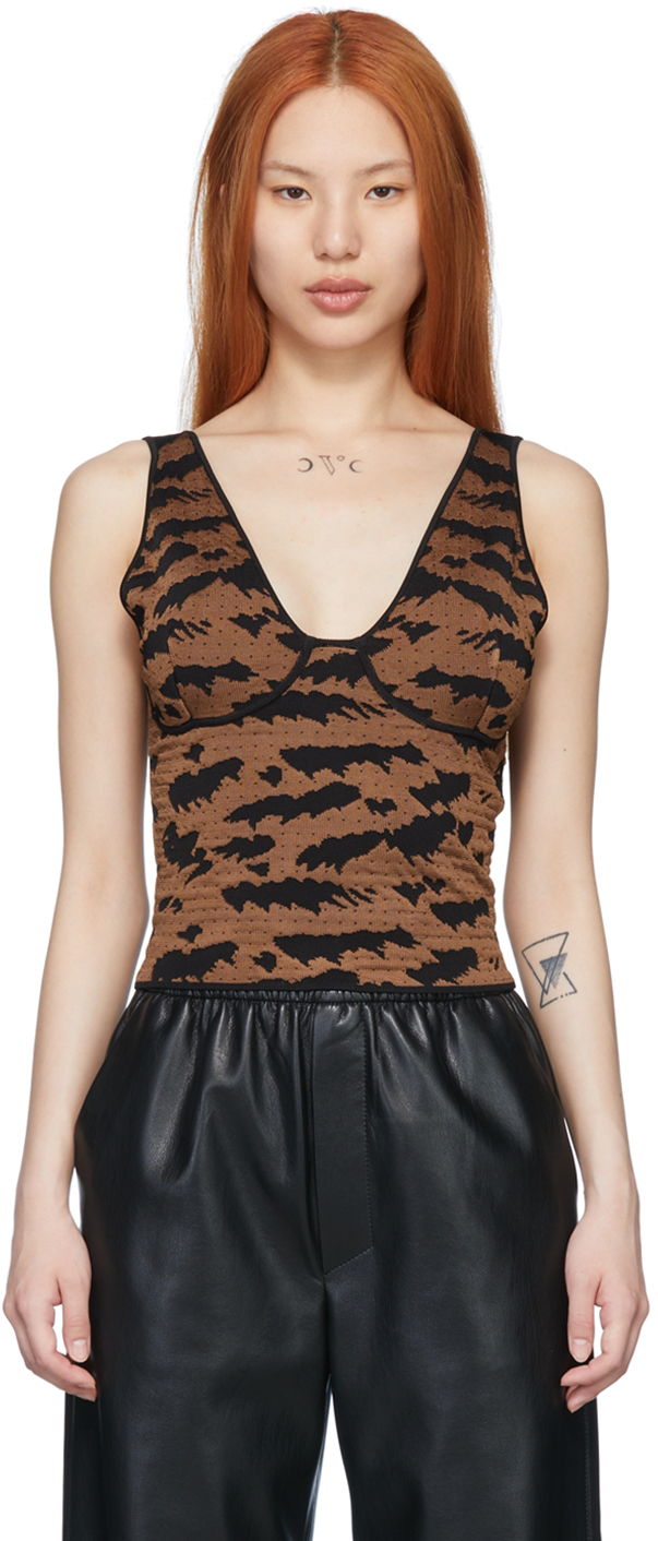 Shop Nanushka Brown Belle Tank Top In Black/brown