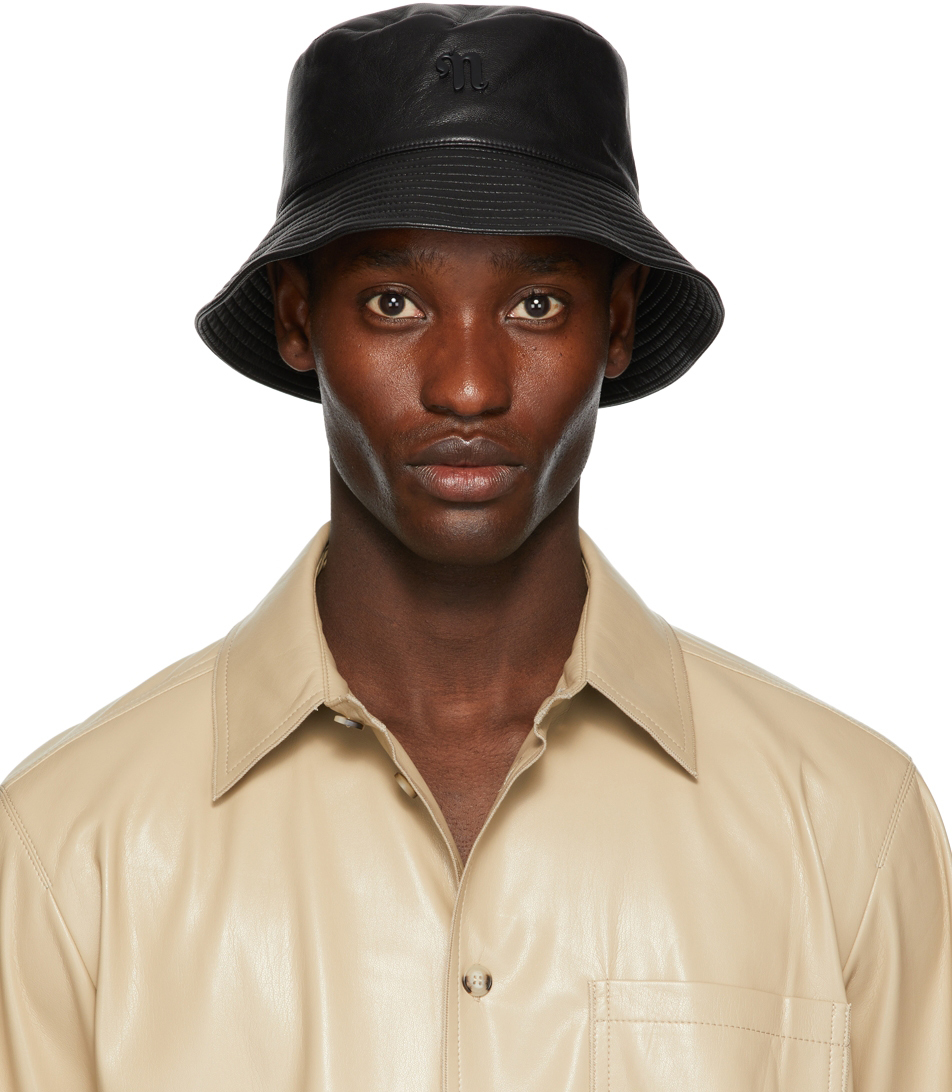 Nanushka Black Recycled Leather Caran Bucket Hat | ModeSens