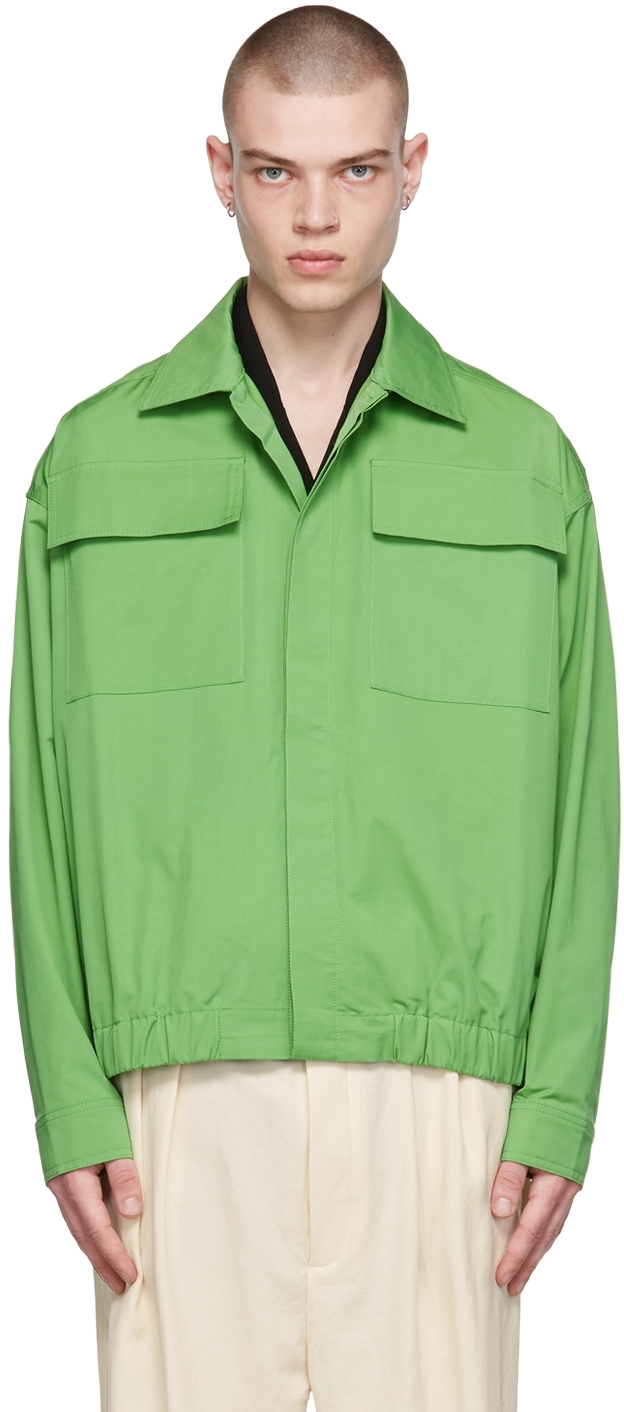 Nanushka Tech Twill Box-fit Jacket In Green