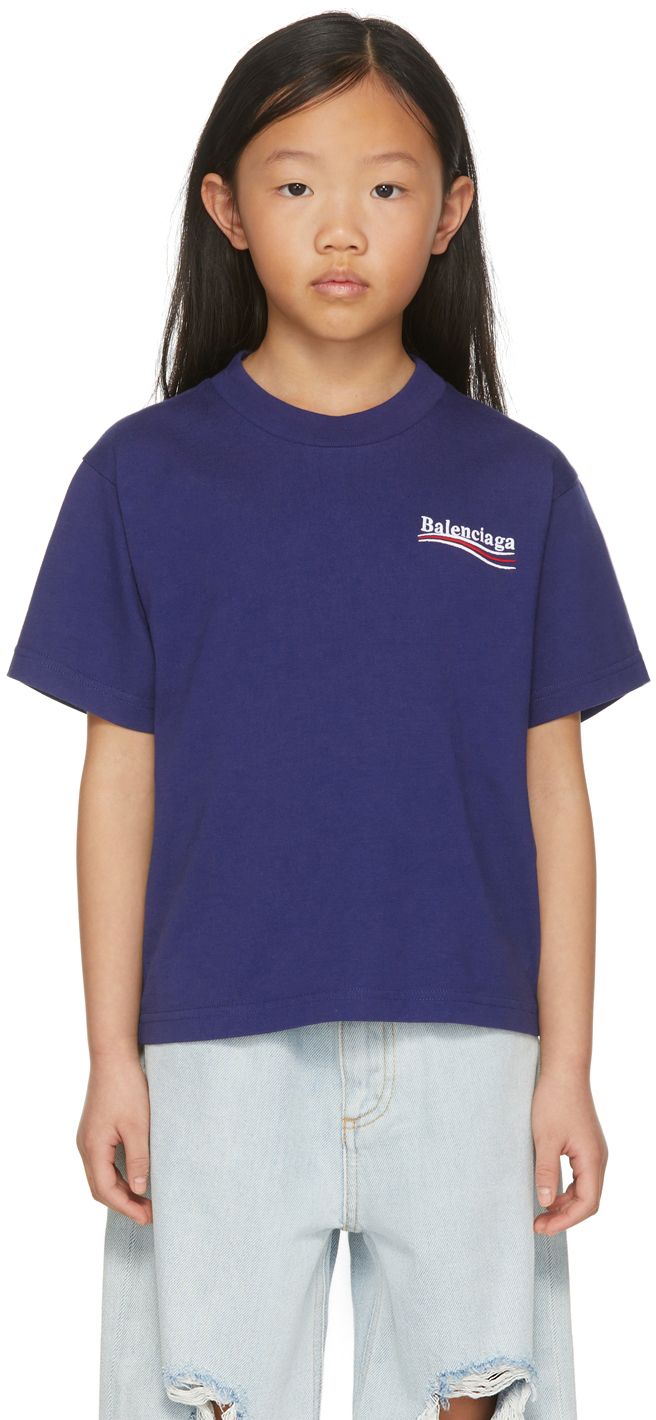 Balenciaga Kids Blue Political Campaign T-shirt In 1195 Pacific Blue ...