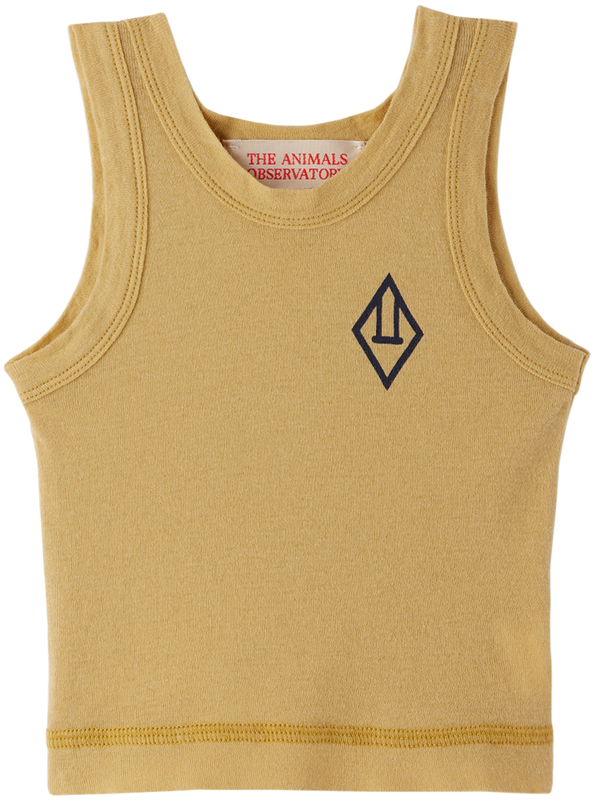The Animals Observatory Baby Yellow Logo Tank Top In Brown