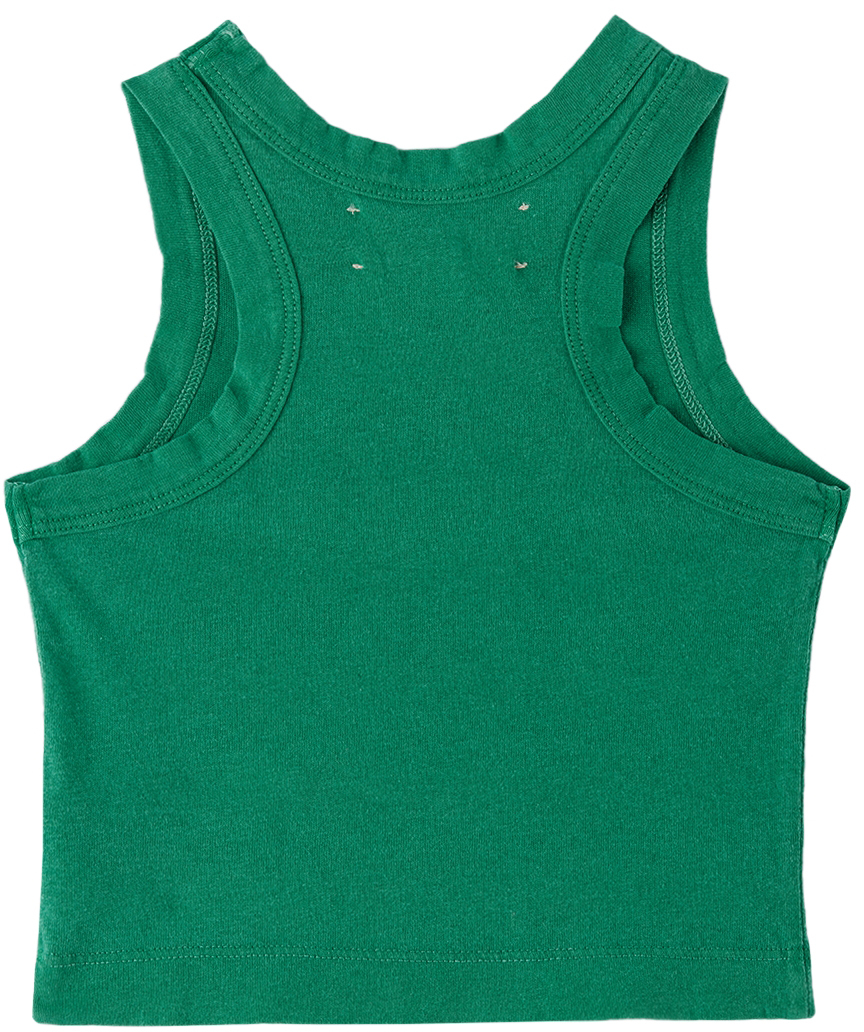 The Animals Observatory Logo-print Cotton Vest Top In Green