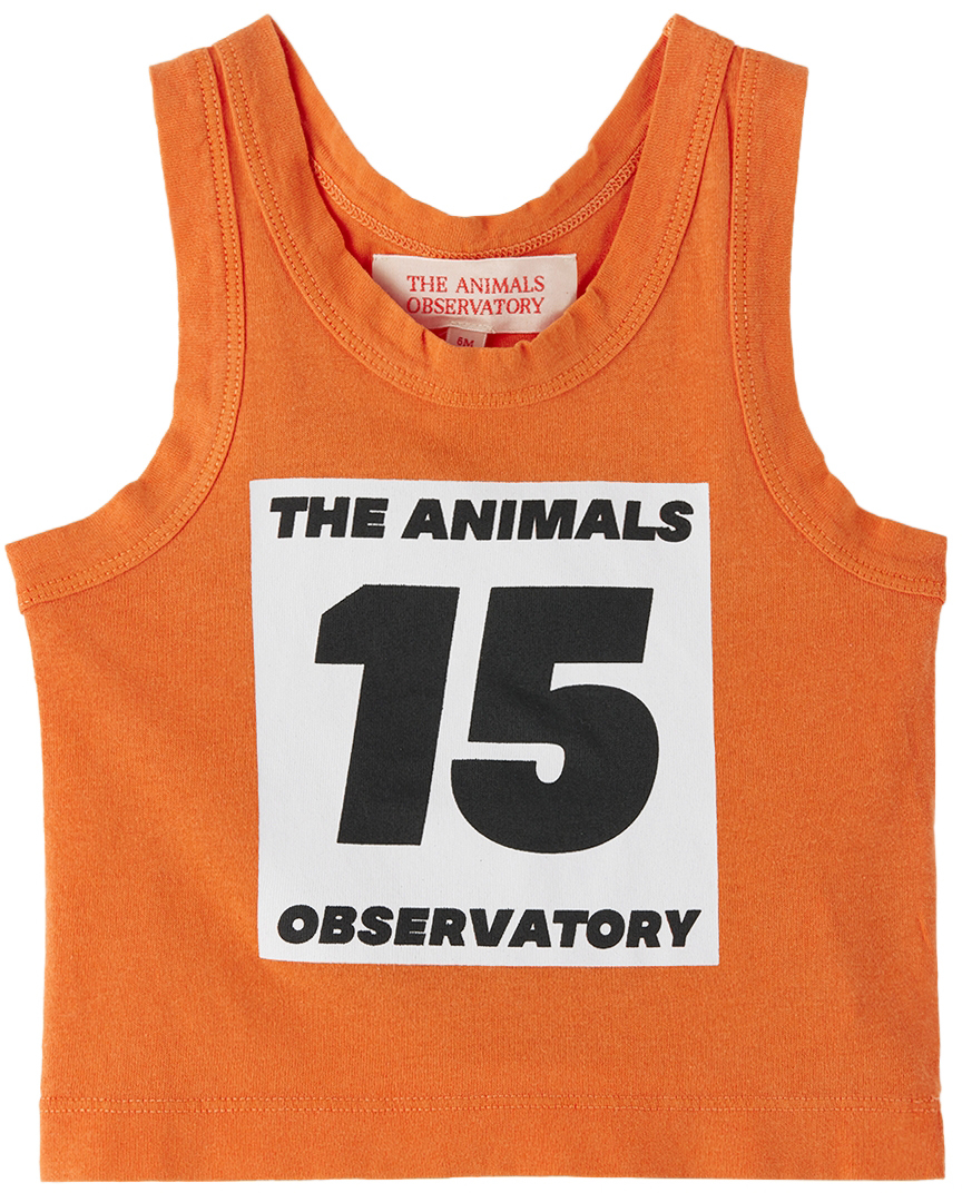 The Animals Observatory Baby Orange '15' Tank Top