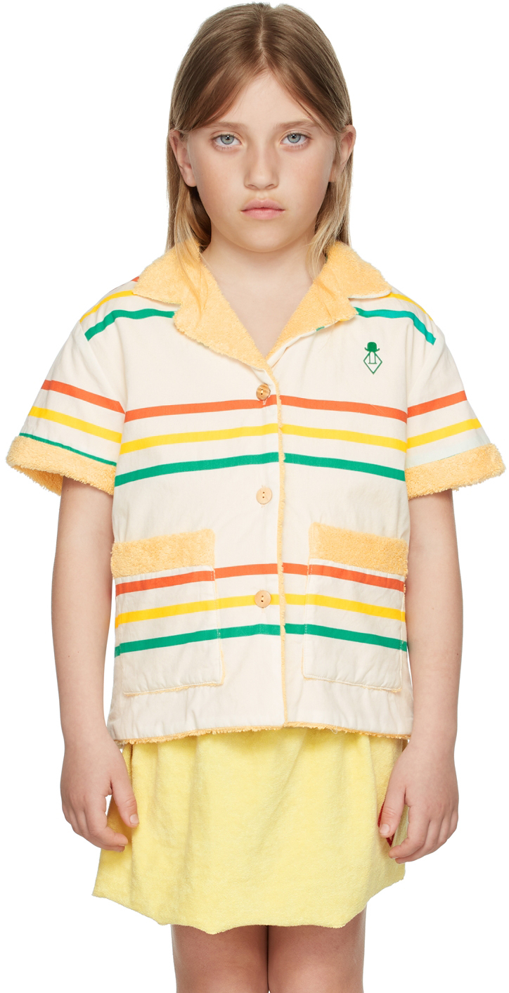 The Animals Observatory Kids Off-white Stripes Whale Jacket In White