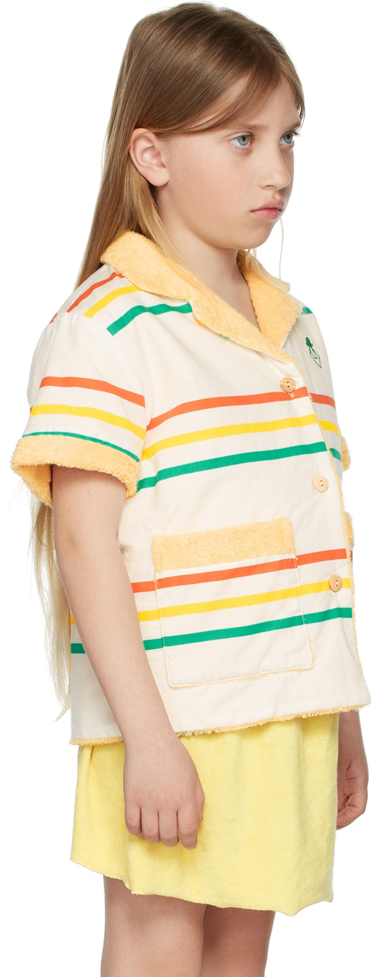 The Animals Observatory Kids Off-white Stripes Whale Jacket In White