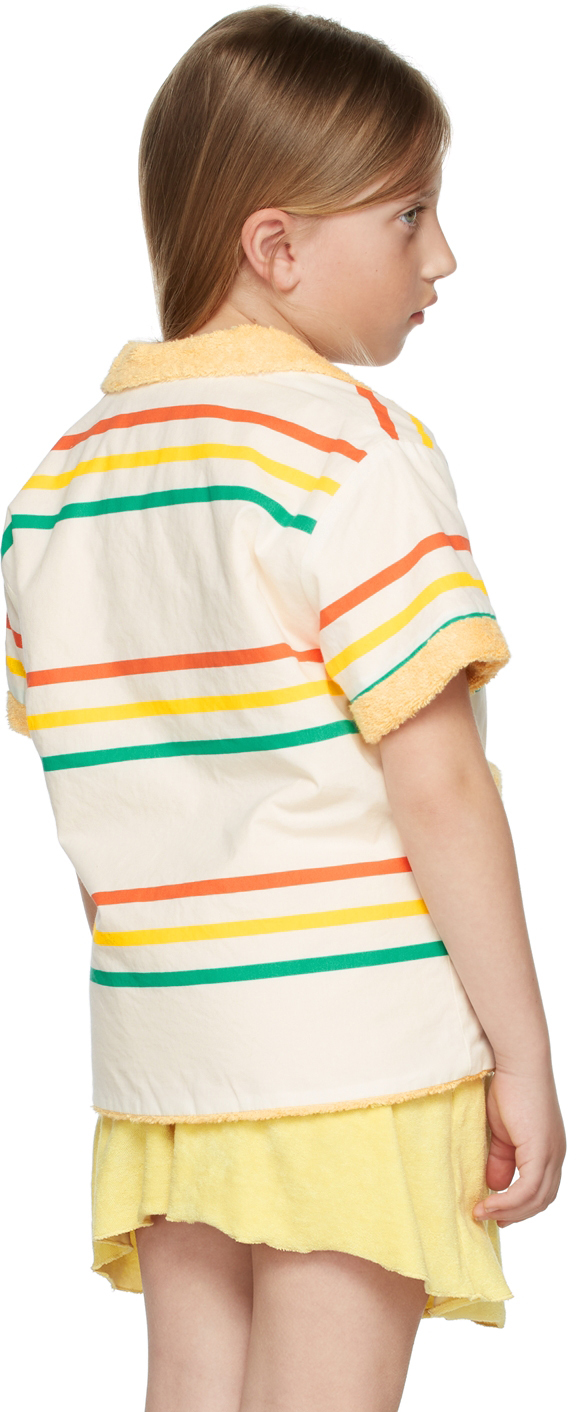 The Animals Observatory Kids Off-white Stripes Whale Jacket In White