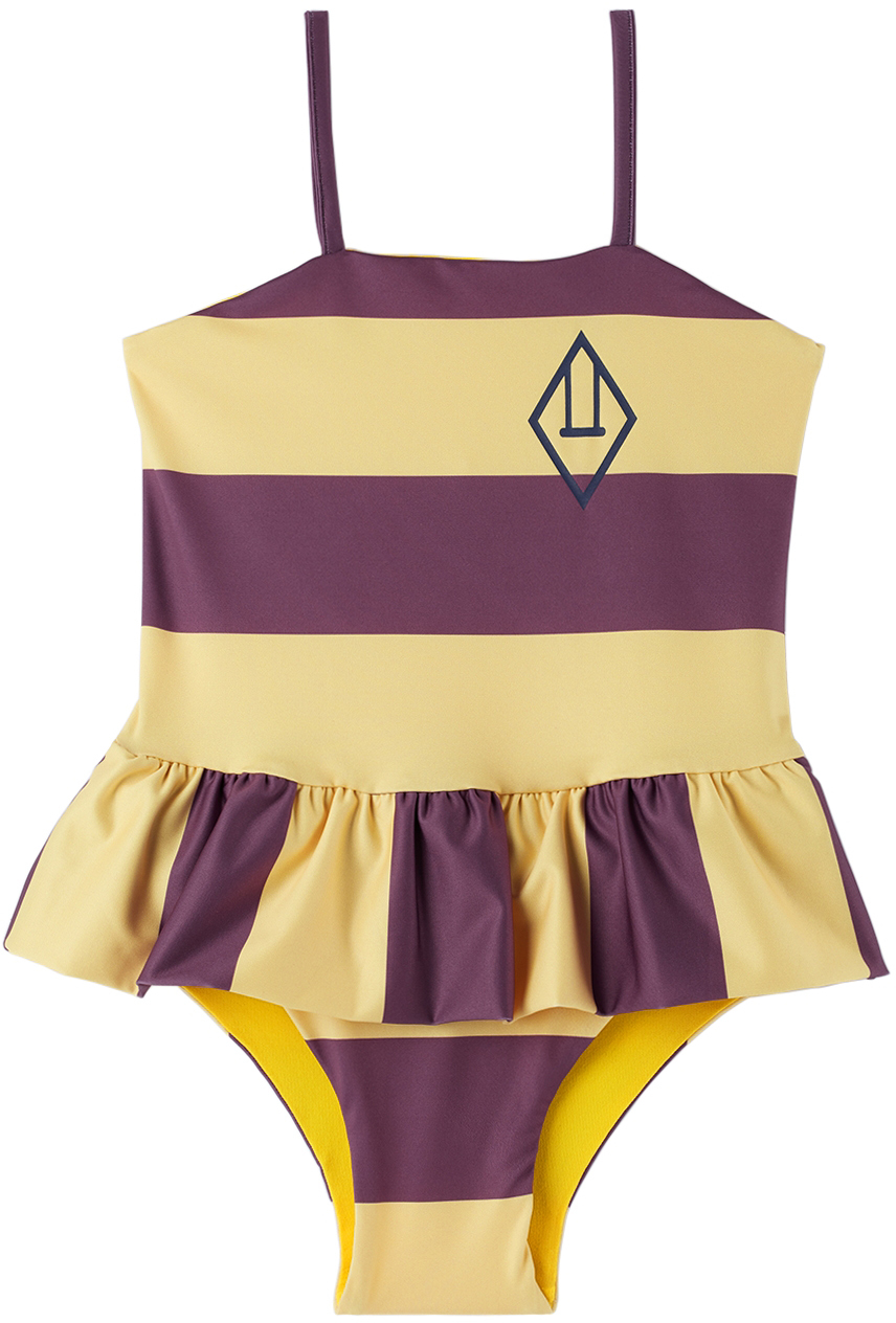 Kids Yellow & Purple Stripes Clownfish One-Piece Swimsuit by The