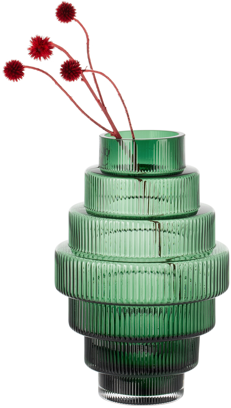 Polspotten Green Small Steps Vase In Dark Green