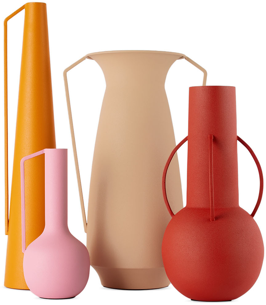 Polspotten Multicolor Roman Vase Set In Pinks
