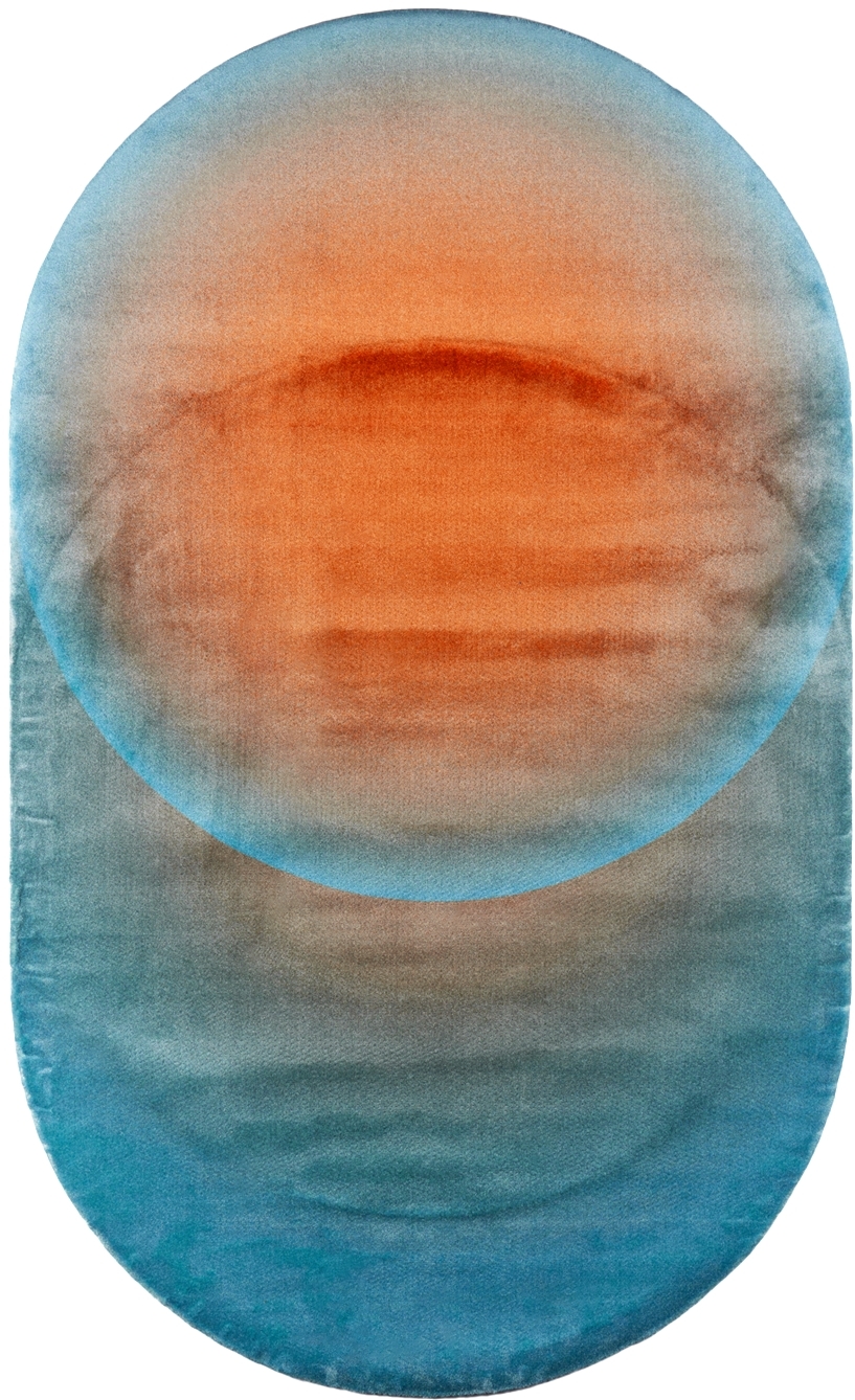 Blue & Red Oval Optical Rug by POLSPOTTEN SSENSE