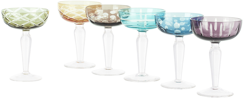 Polspotten Multicolour Peony Coupe Glass Set In Multi