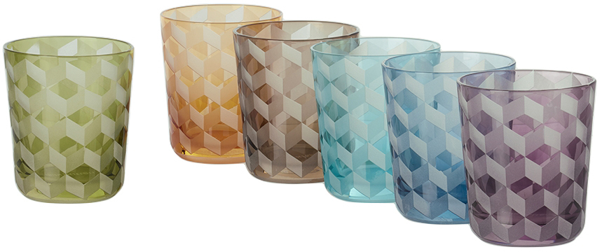Polspotten Multicolor Blocks Tumbler Set In Multi