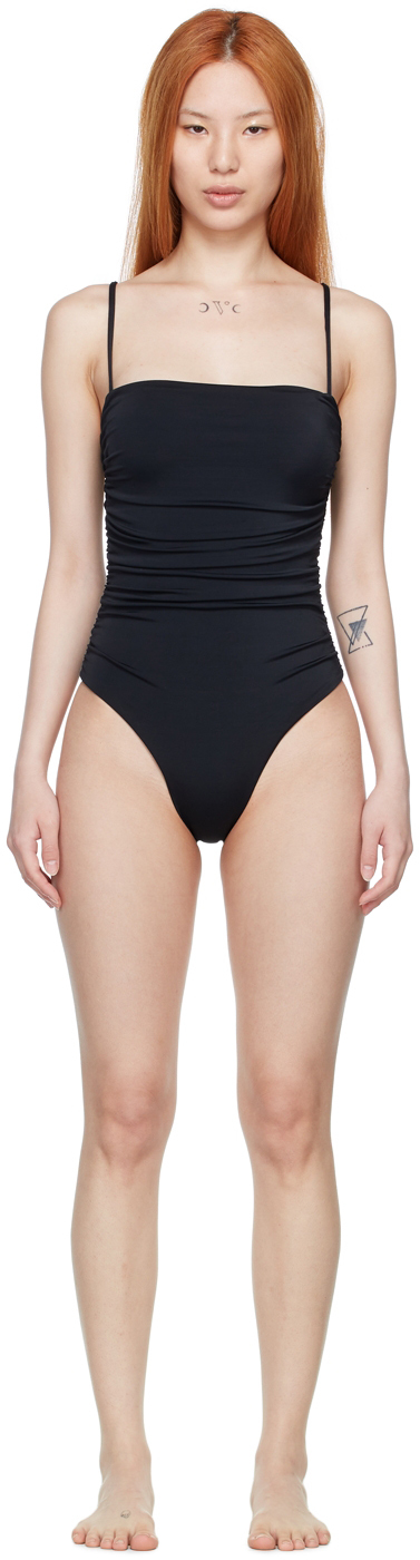 Belle The Label SSENSE Exclusive Black Recycled Nylon One-Piece Swimsuit