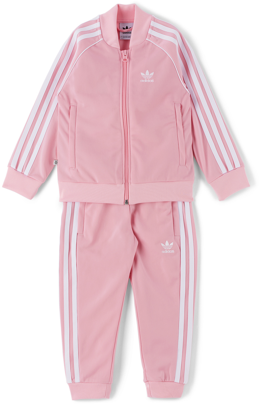 Kids Pink & White Adicolor SST Little Kids Track Suit SSENSE Sport & Swimwear Sportswear Tracksuits 
