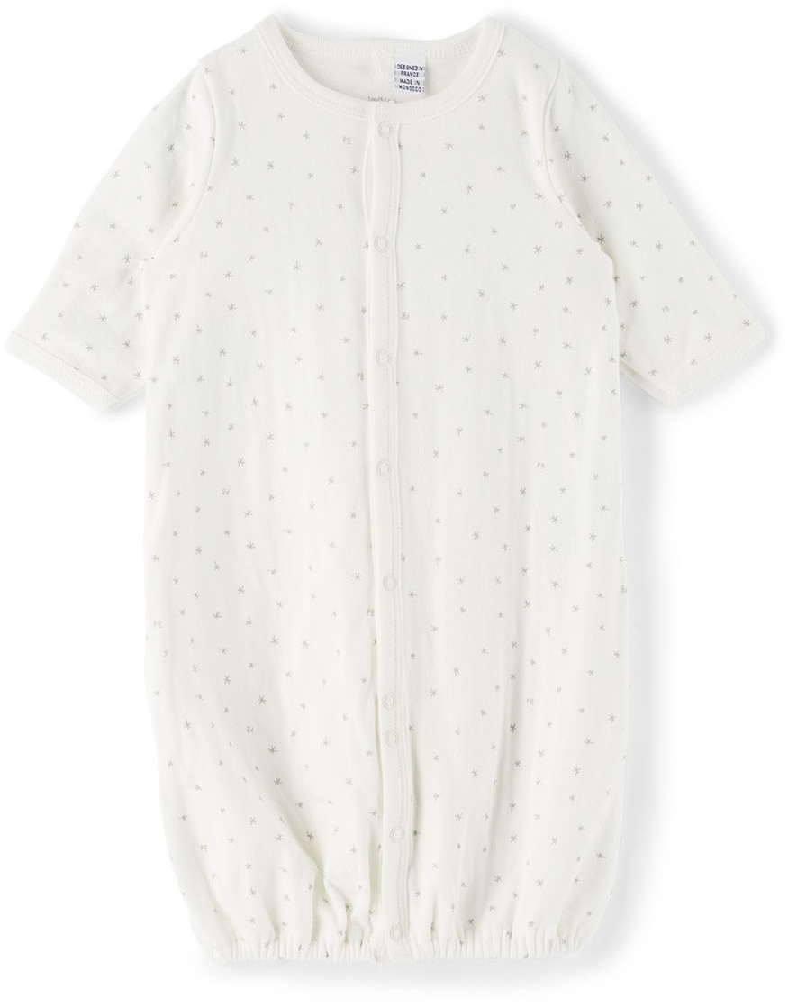 SSENSE Clothing Loungewear Sleepsuits Baby White 2-in-1 Star Print Gown Sleepsuit 